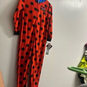 Charming Red and Black Polka Dot Kids Footie